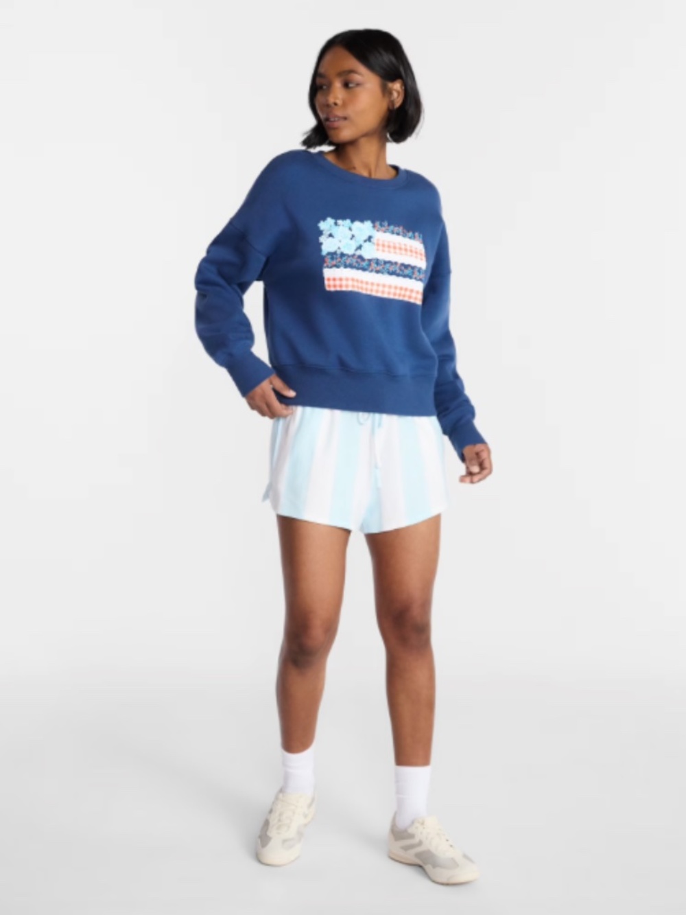 No Boundaries Boxy Americana Sweatshirt with Long Sleeves